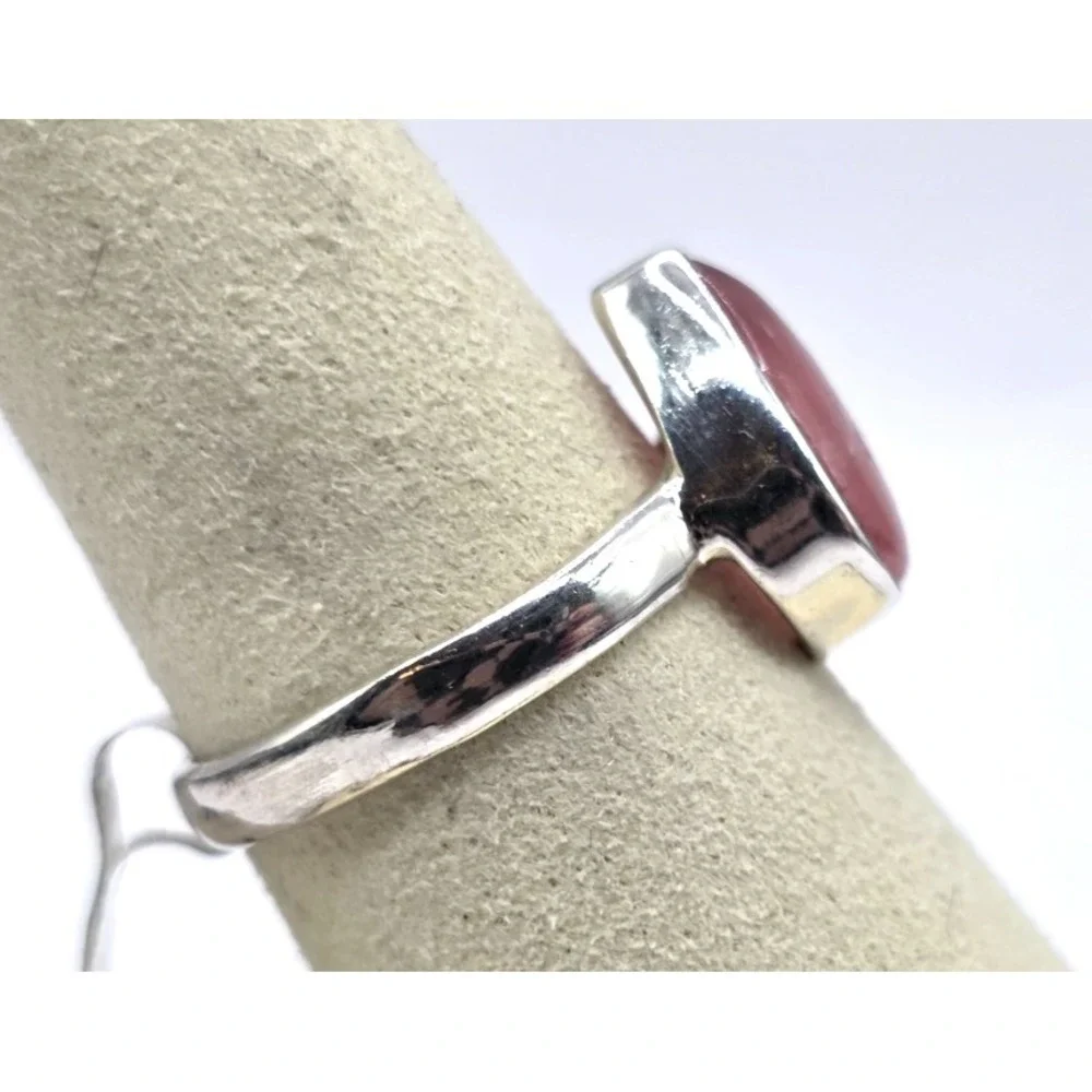 Rhodochrosite Gemstone Teardrop Ring Size‎ 8 Sterling Silver Handmade NWT